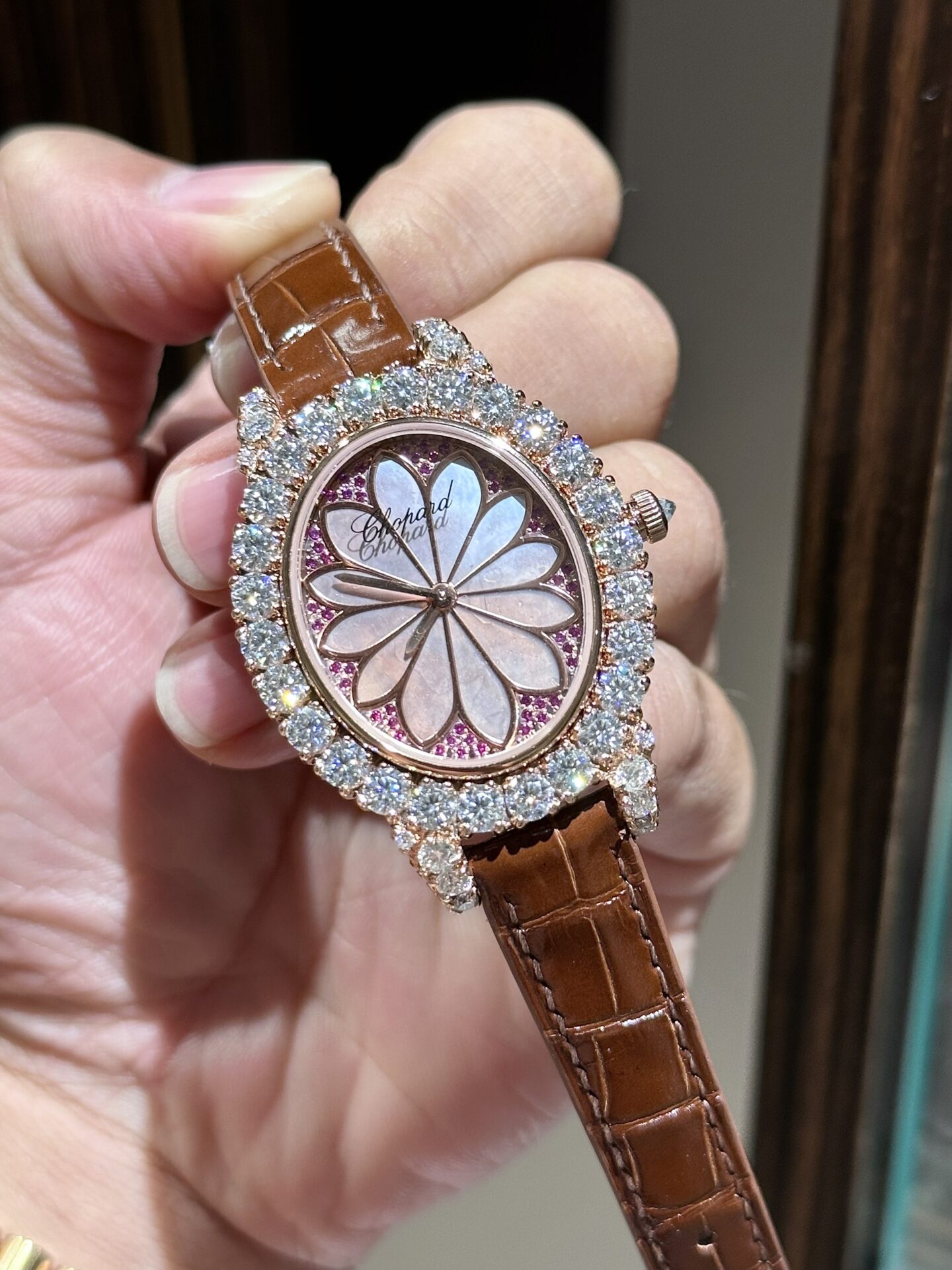 Chopard Rose Gold Wrapped Replica Watch With Moissanite Diamonds 34mm - Soul Replicas