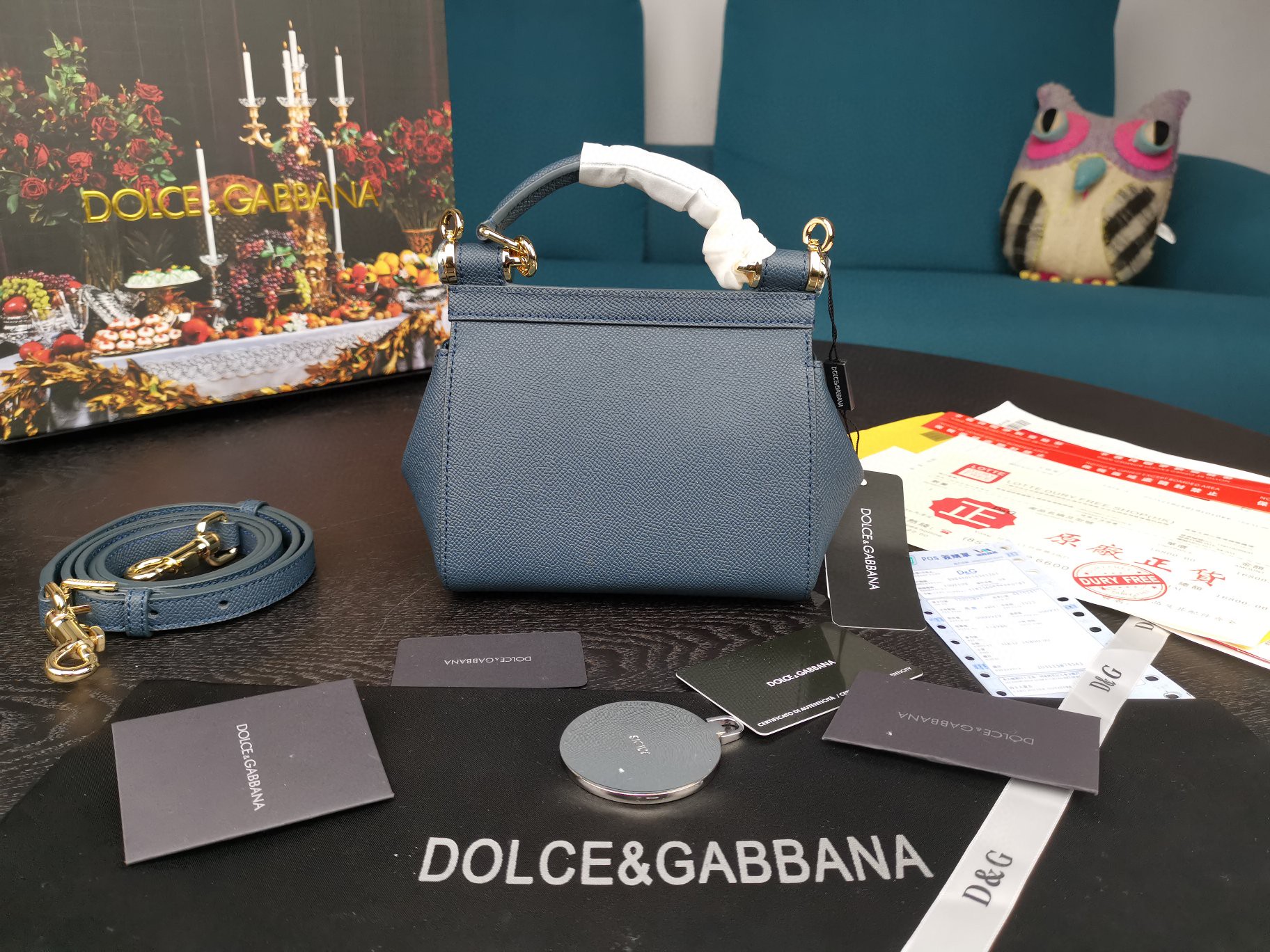Dolce & Gabbana Small Sicily Bag In Dauphine Blue For Women 7.5in/19cm DG - Soul Replicas