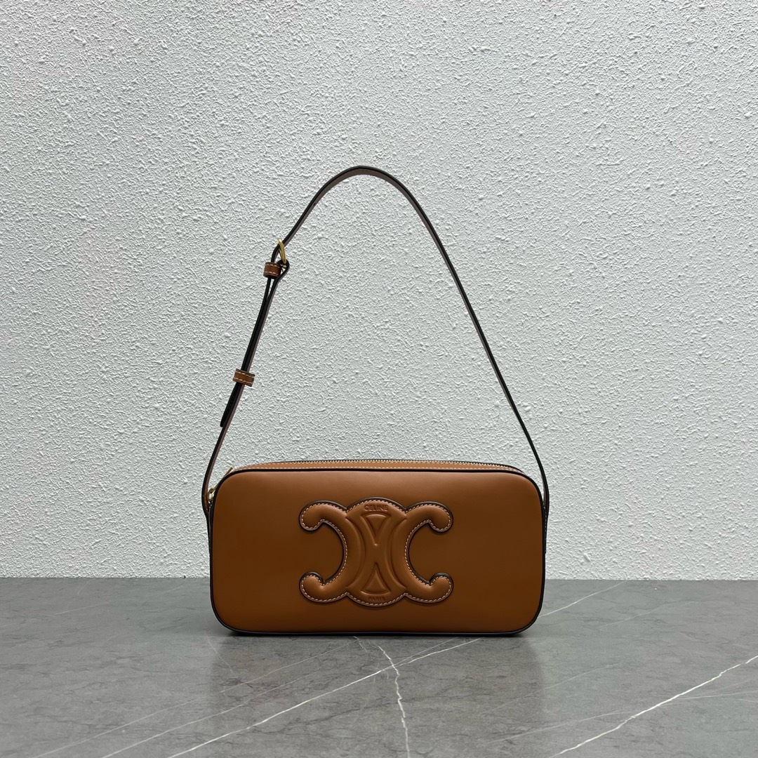 Celine Camera Shoulder Bag Cuir Triomphe Brown For Women 10in/26cm 199183DU3.04LU - Soul Replicas