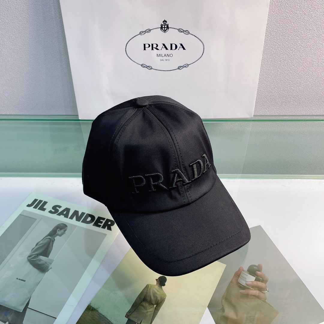 Prada Drill Baseball Cap Black Prada Cap - Soul Replicas