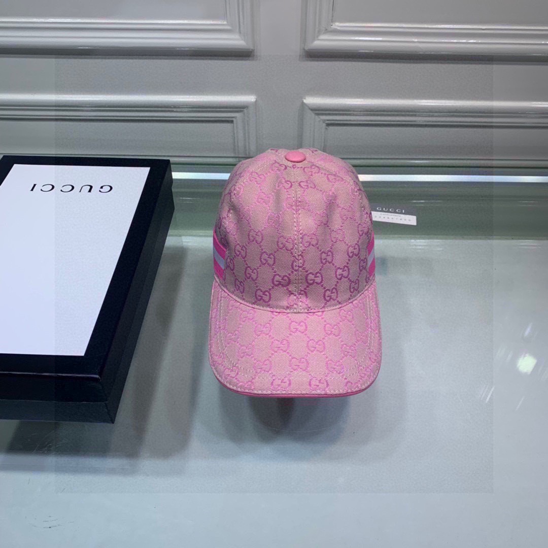 Original Gucci Canvas Baseball Hat With Web Pink Gucci Hat - Soul Replicas