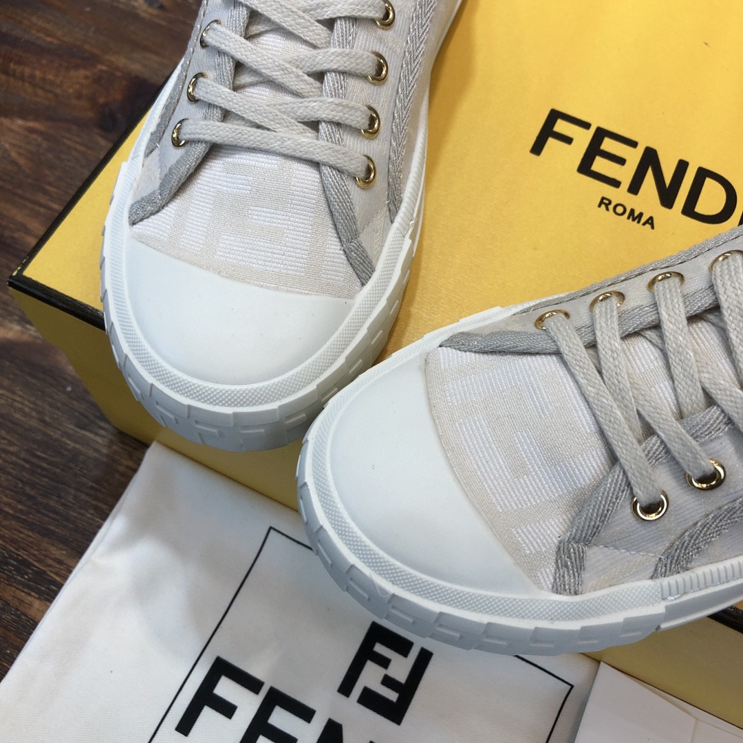 Fendi Domino Fabric Sneakers Grey For Women - Soul Replicas