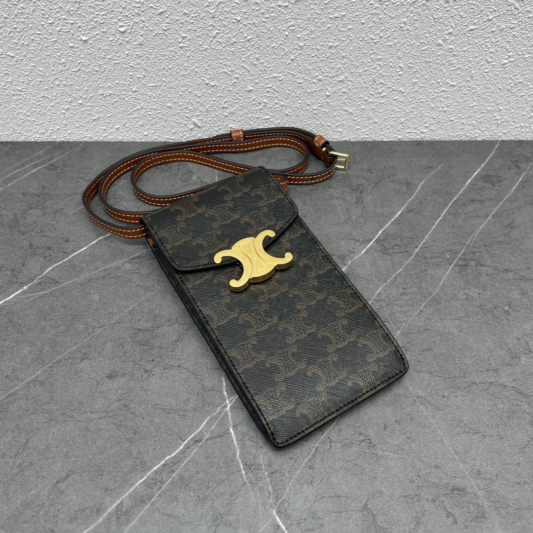 Celine Vertical Mobile Pouch Triomphe Tan For Women 6in/19cm 10j092dqb.04LU - Soul Replicas