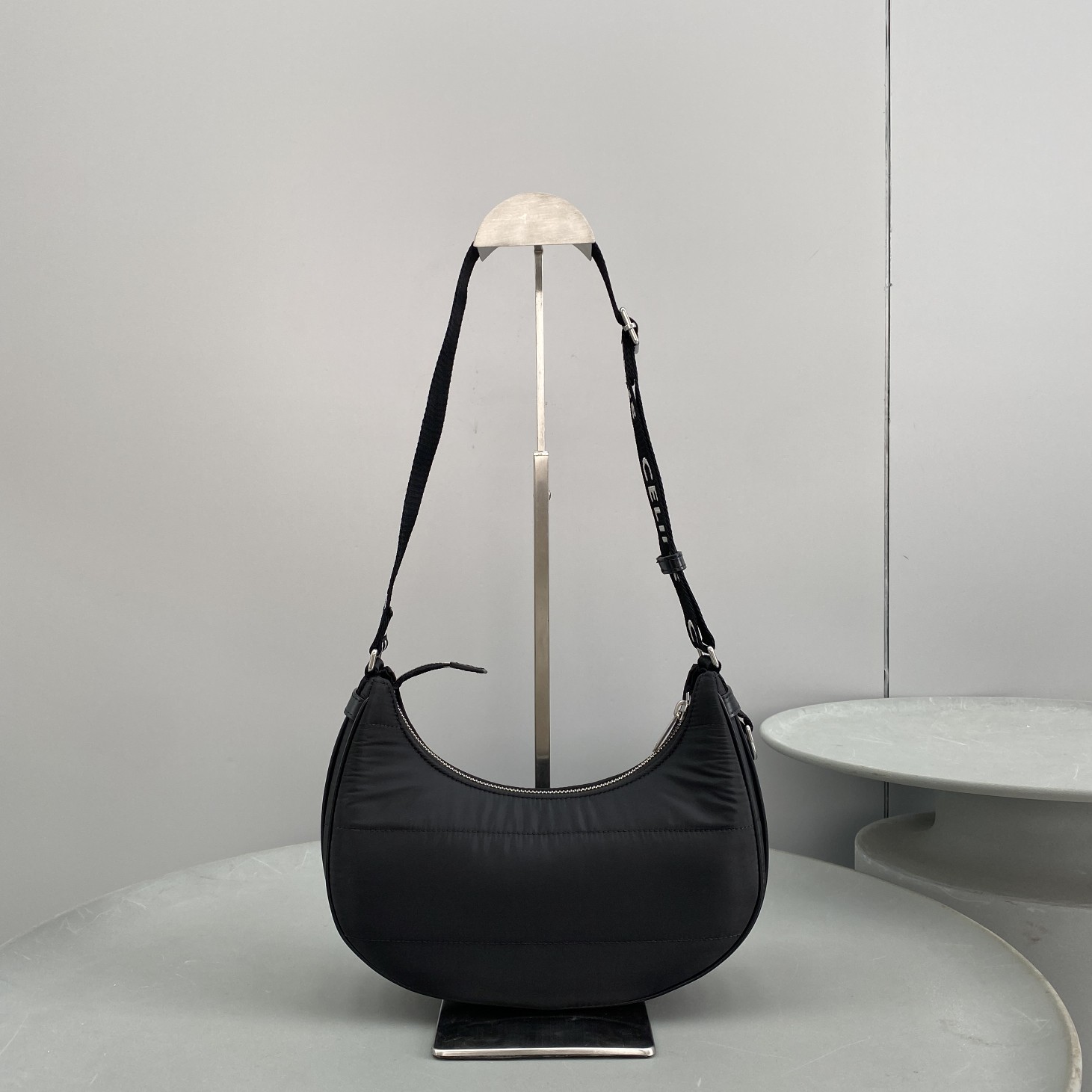 Celine Medium Ava Bag With Celine Strap In Quilted Nylon Black For Women 9in/23cm 196972DLI.38SI - Soul Replicas