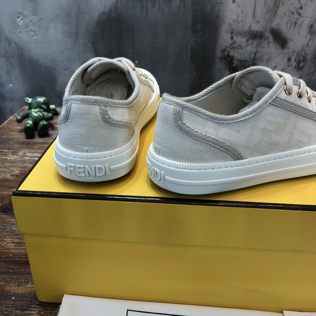 Fendi Domino Fabric Sneakers Grey For Women - Soul Replicas