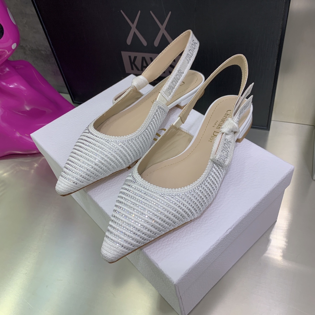 Christian Dior Women's J'ADior Slingback Ballerina Flat Bright White For Women CD - Soul Replicas