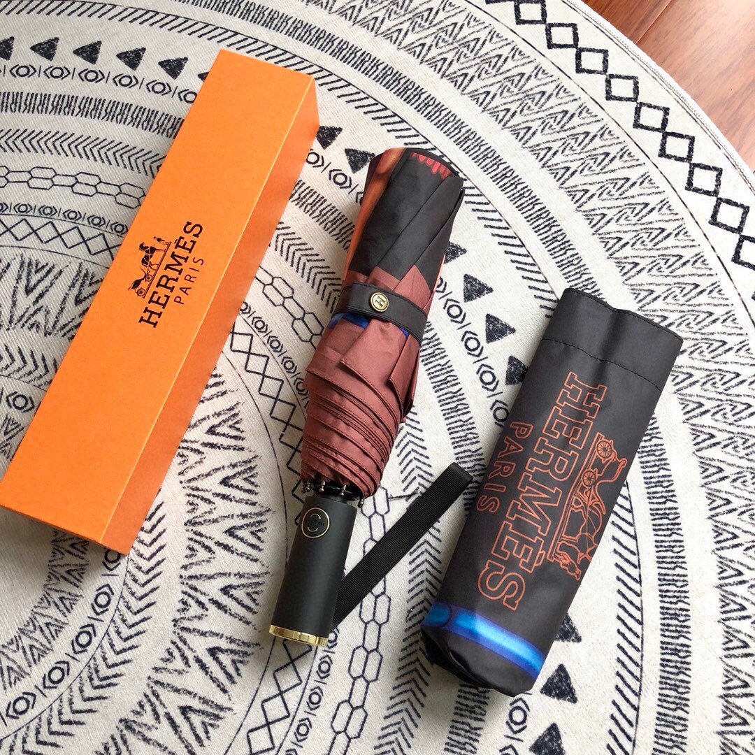 Hermes Pluie De H Folding Umbrella Black - Soul Replicas