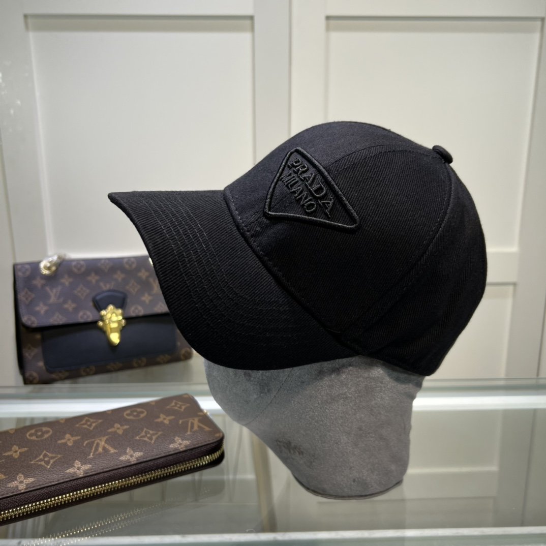 Prada Drill Baseball Cap Black Prada Cap - Soul Replicas