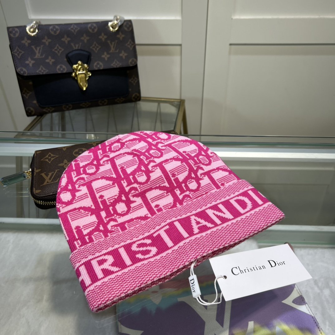 Dior Pompom Beanie In Pink - Soul Replicas