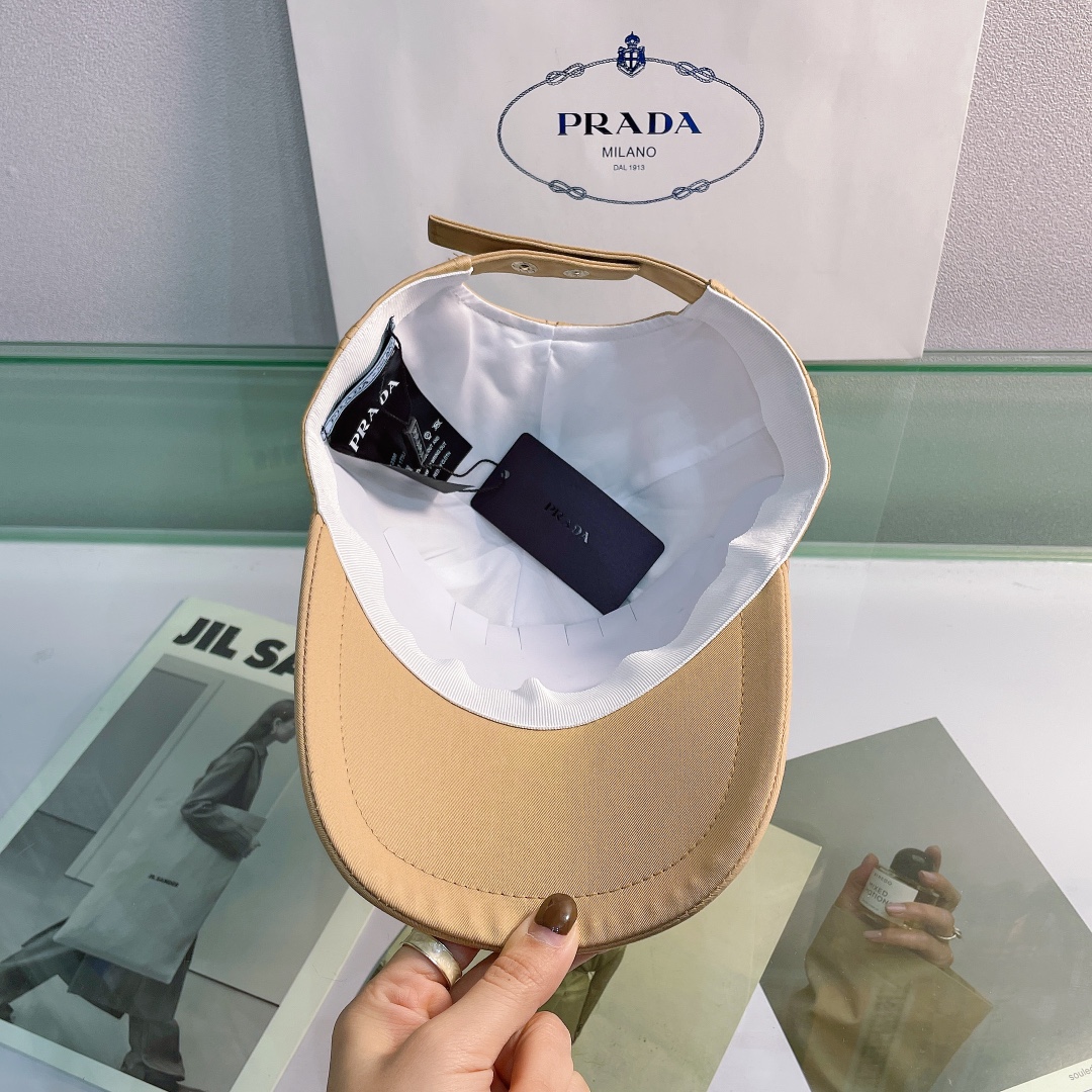 Prada Drill Baseball Cap Beige Prada Cap - Soul Replicas