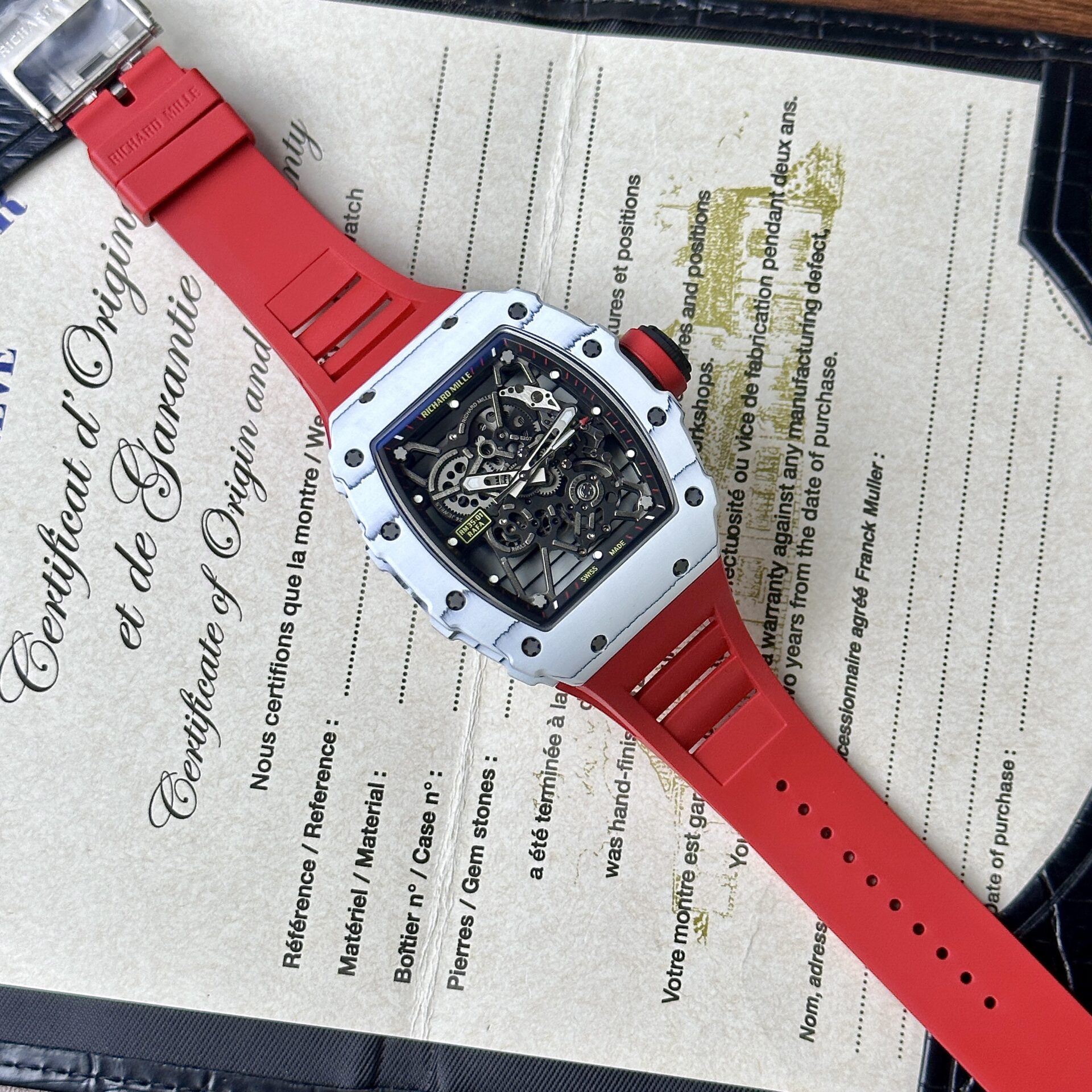 Richard Mille RM35-01 Rafael Nadal Red Rubber Strap Replica 1:1 Watch BBR Factory 42mm - Soul Replicas