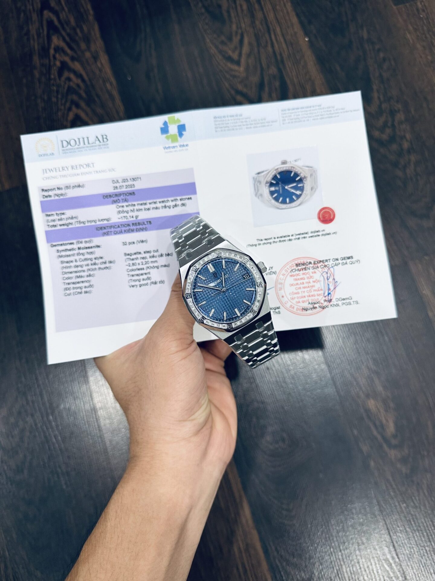 Audemars Piguet Replica Watch Royal Oak 15500 Dial Blue Custom Moissanite Diamonds 41mm - Soul Replicas