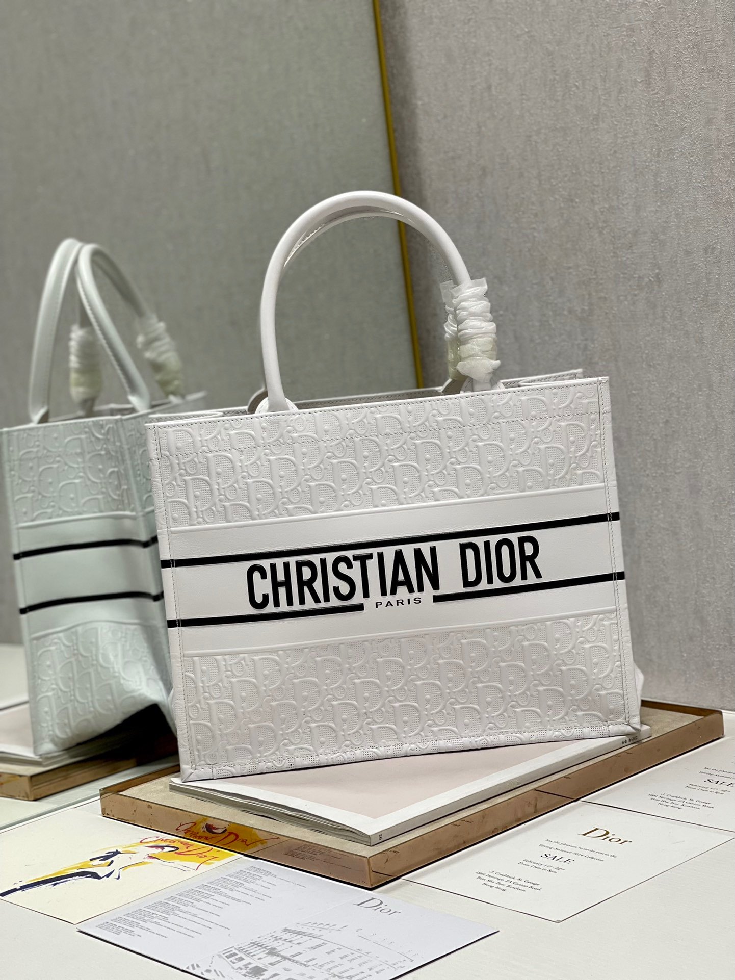 Christian Dior  Medium Dior Book Tote White. For Women. Women's Handbags 14in/36cm CD - Soul Replicas