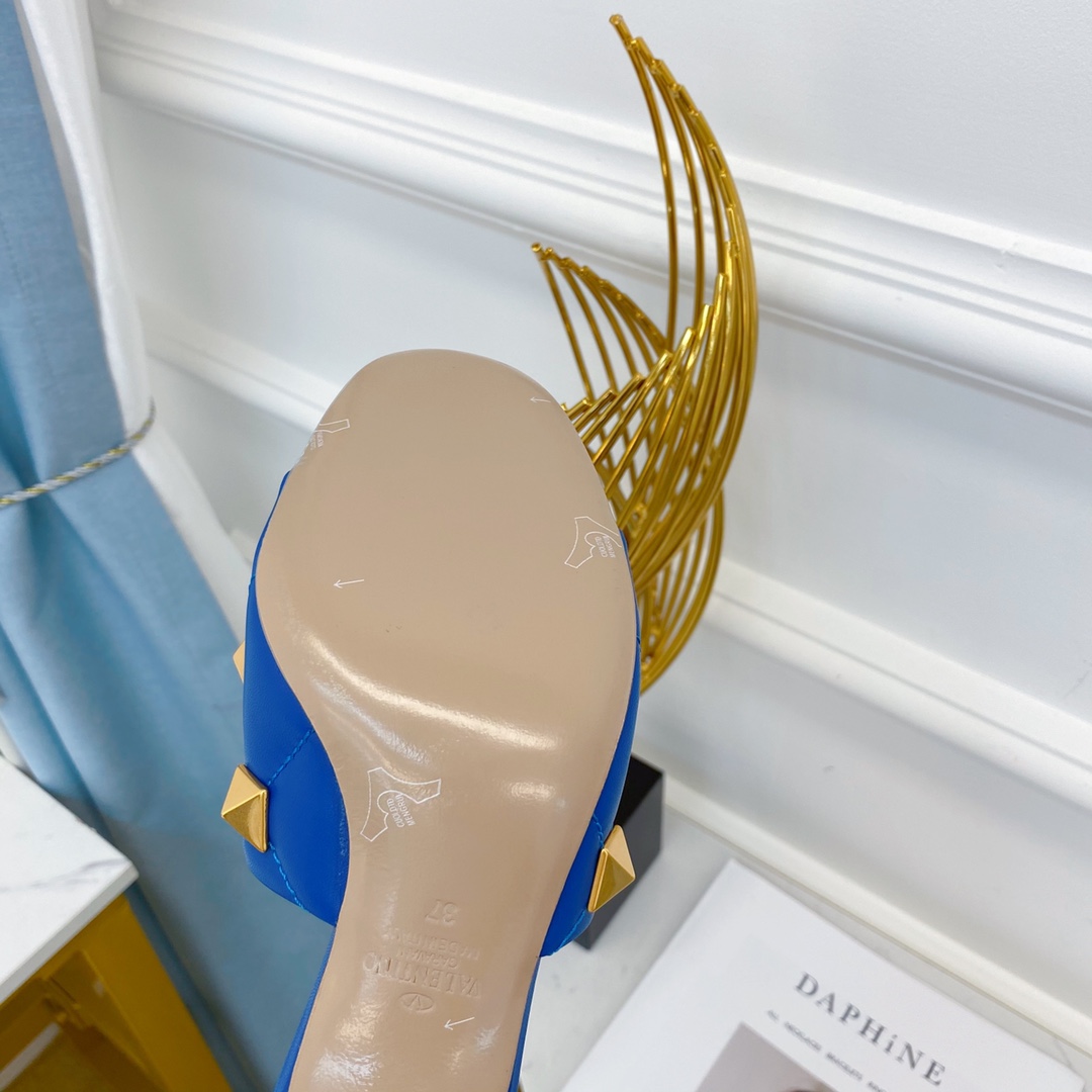 Valentino Garavani Quilted Roman Stud Heeled Sandals BLue For Women XW2S0BK3 - Soul Replicas