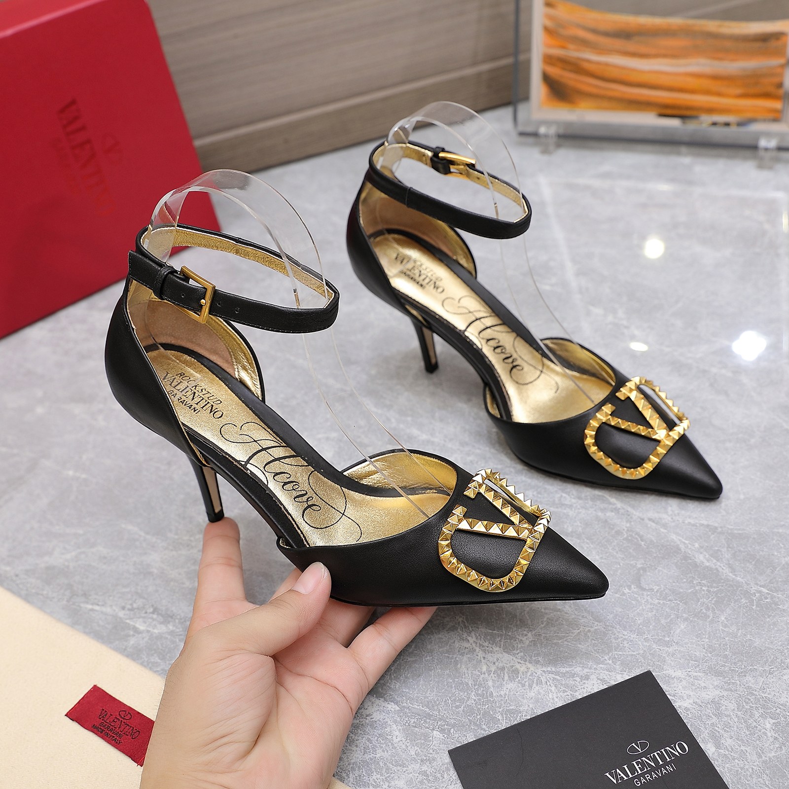 Valentino Garavani Rockstud Alcove Pumps Black For Women - Soul Replicas