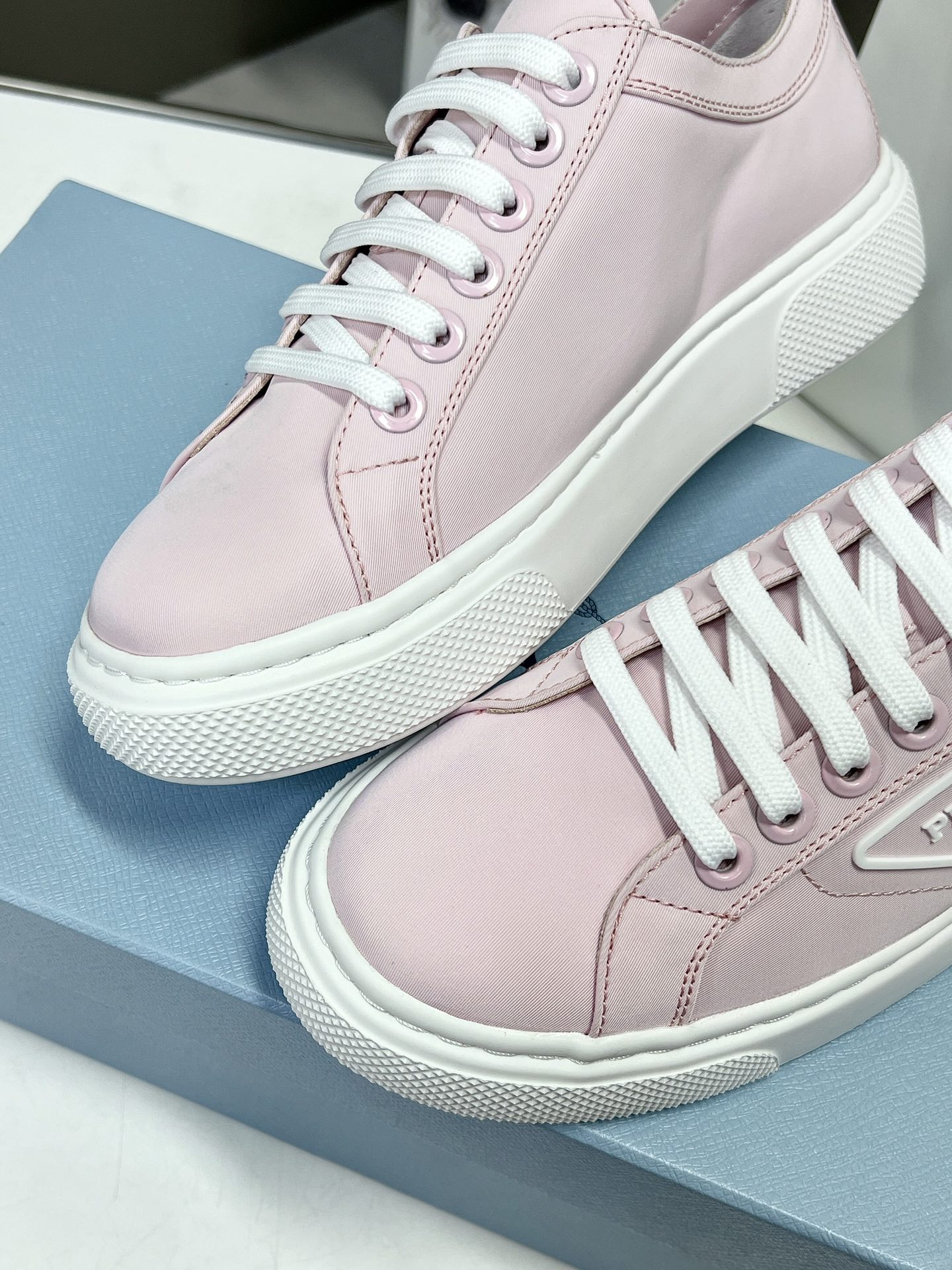 Prada Macro Re-Nylon And Brushed Sneakers Pink For Women 1.2in/30mm Prada - Soul Replicas