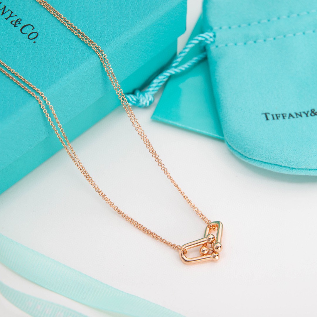 Tiffany & Co HardWear Double Link Pendant Necklace Rose Gold Toned - Soul Replicas