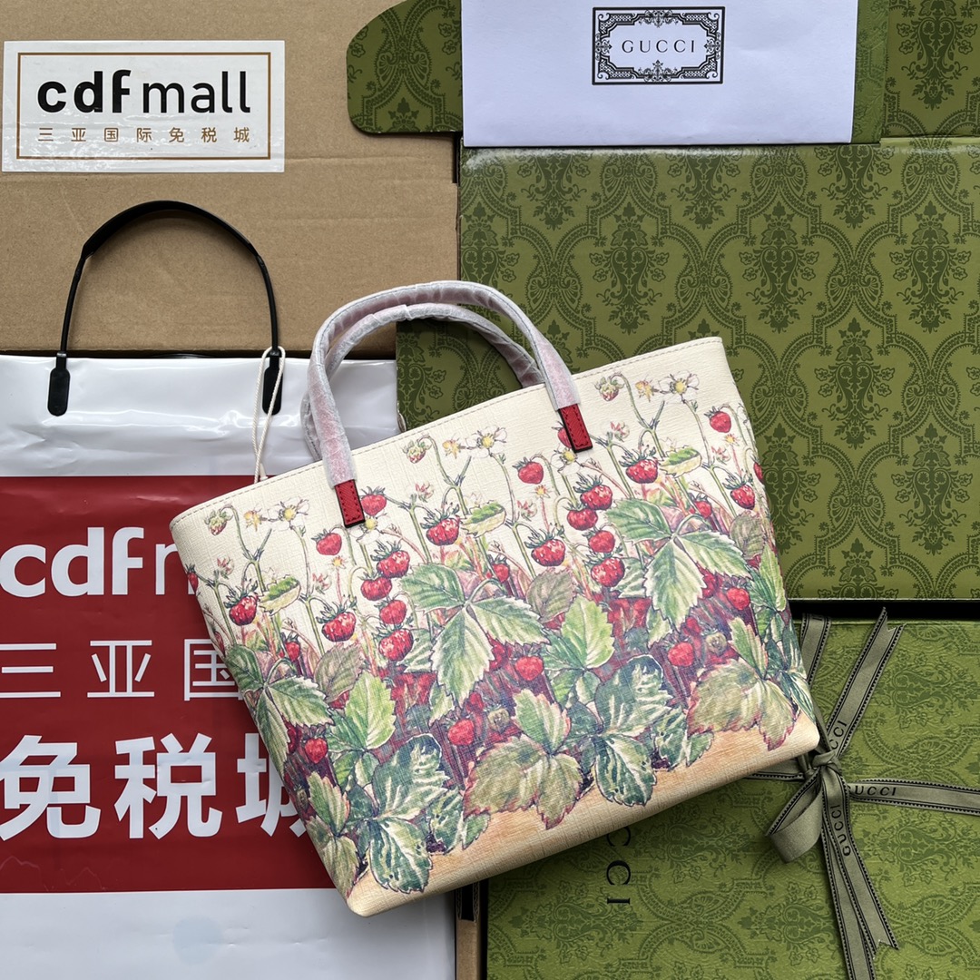 Gucci Children-s Tote Bag With Strawberry Fairy Print White For Women. Women-s Bags 7.9in/20cm Gucci‎ - Soul Replicas