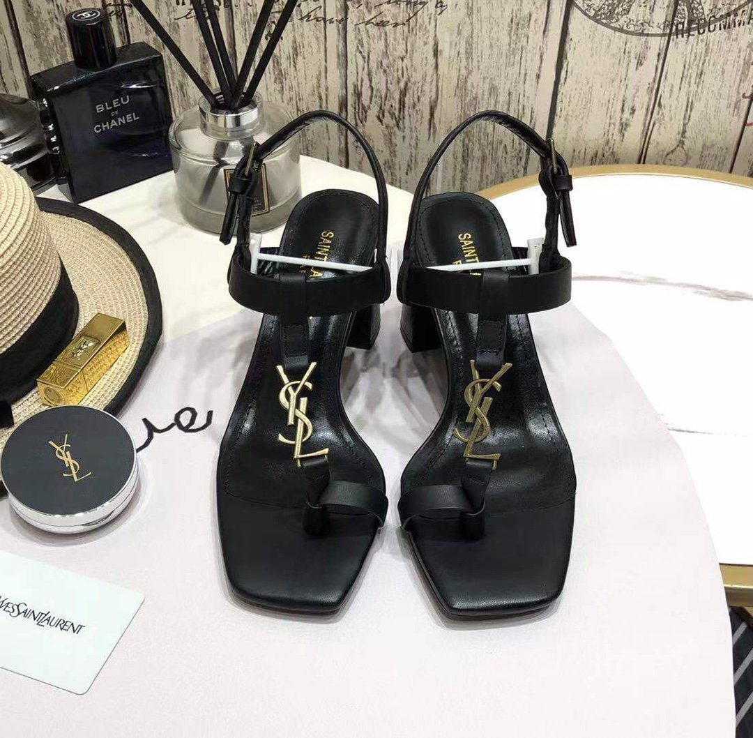 Yves Saint Laurent Women's Cassandra Heeled Sandals Black For Women YSL 658198DWETT1000 - Soul Replicas