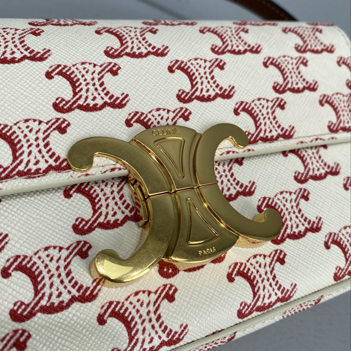 Celine Triomphe Shoulder Bag In Triomphe Canvas  Red For Women 8in/20cm 194142CUZ.27ED - Soul Replicas