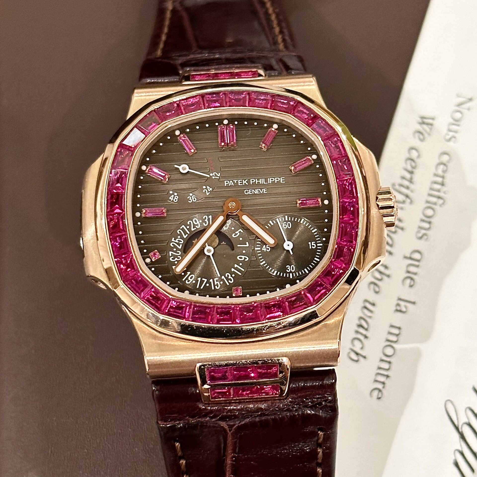 Patek Philippe Nautilus 5724 Gold Wrapped With Ruby Bezel 40mm - Soul Replicas