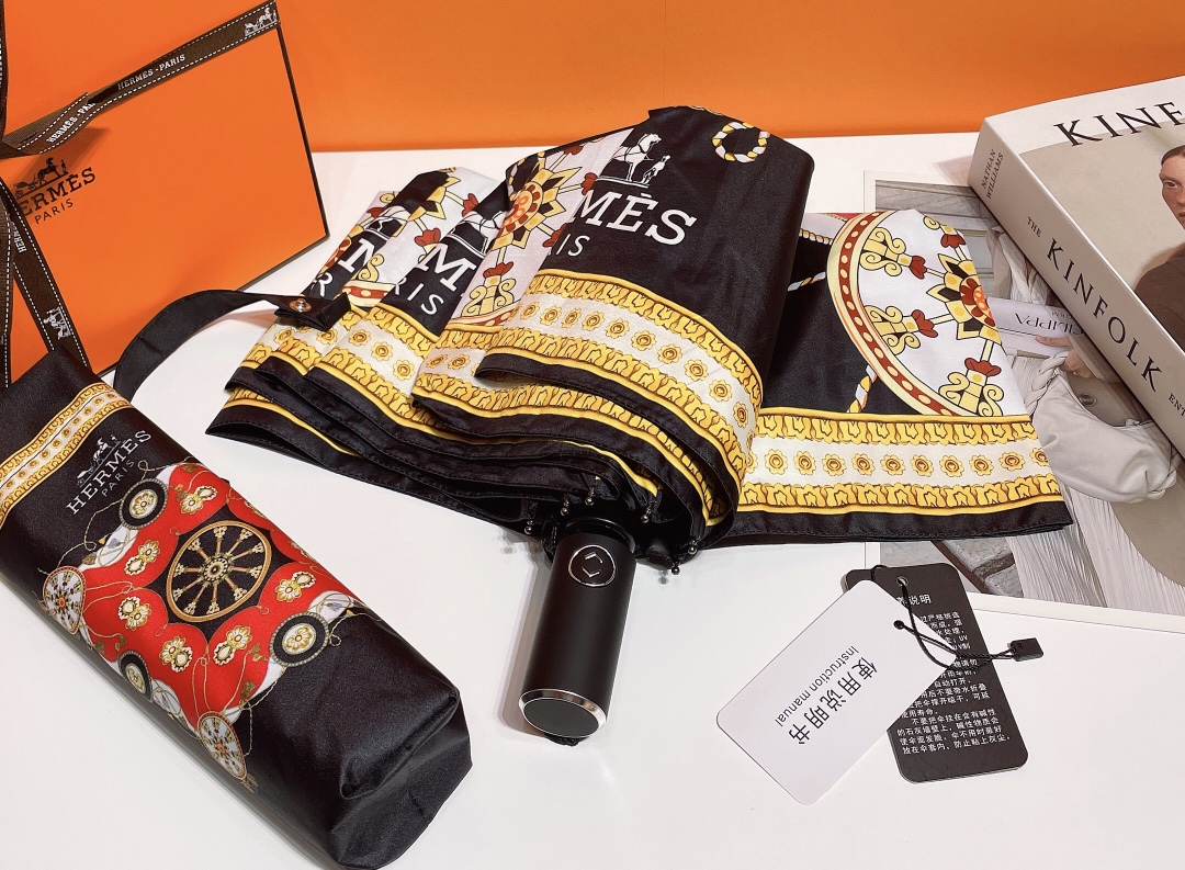 Hermes Pluie De H Folding Umbrella Orange - Soul Replicas