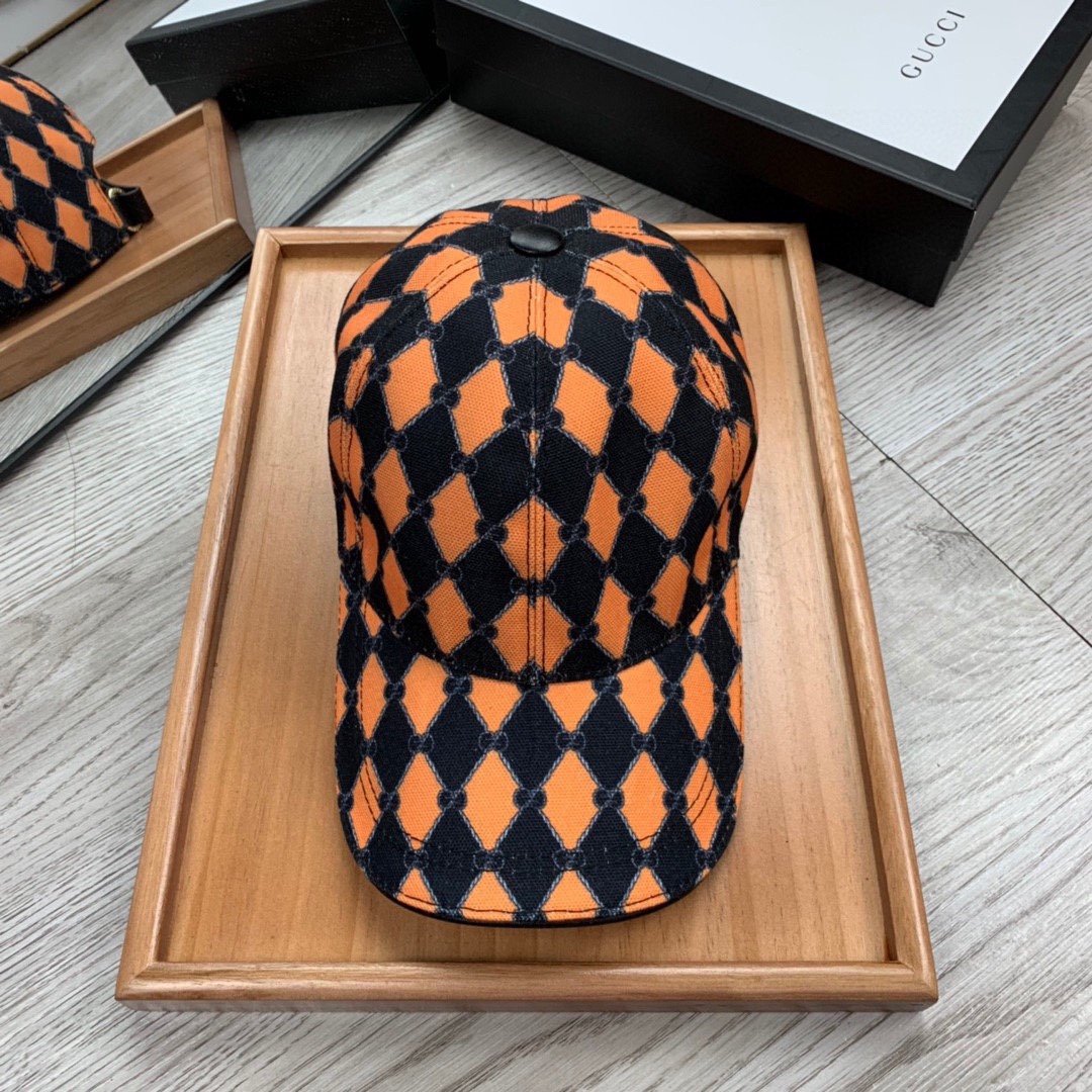 Gucci Canvas Baseball Cap In Orange - Soul Replicas