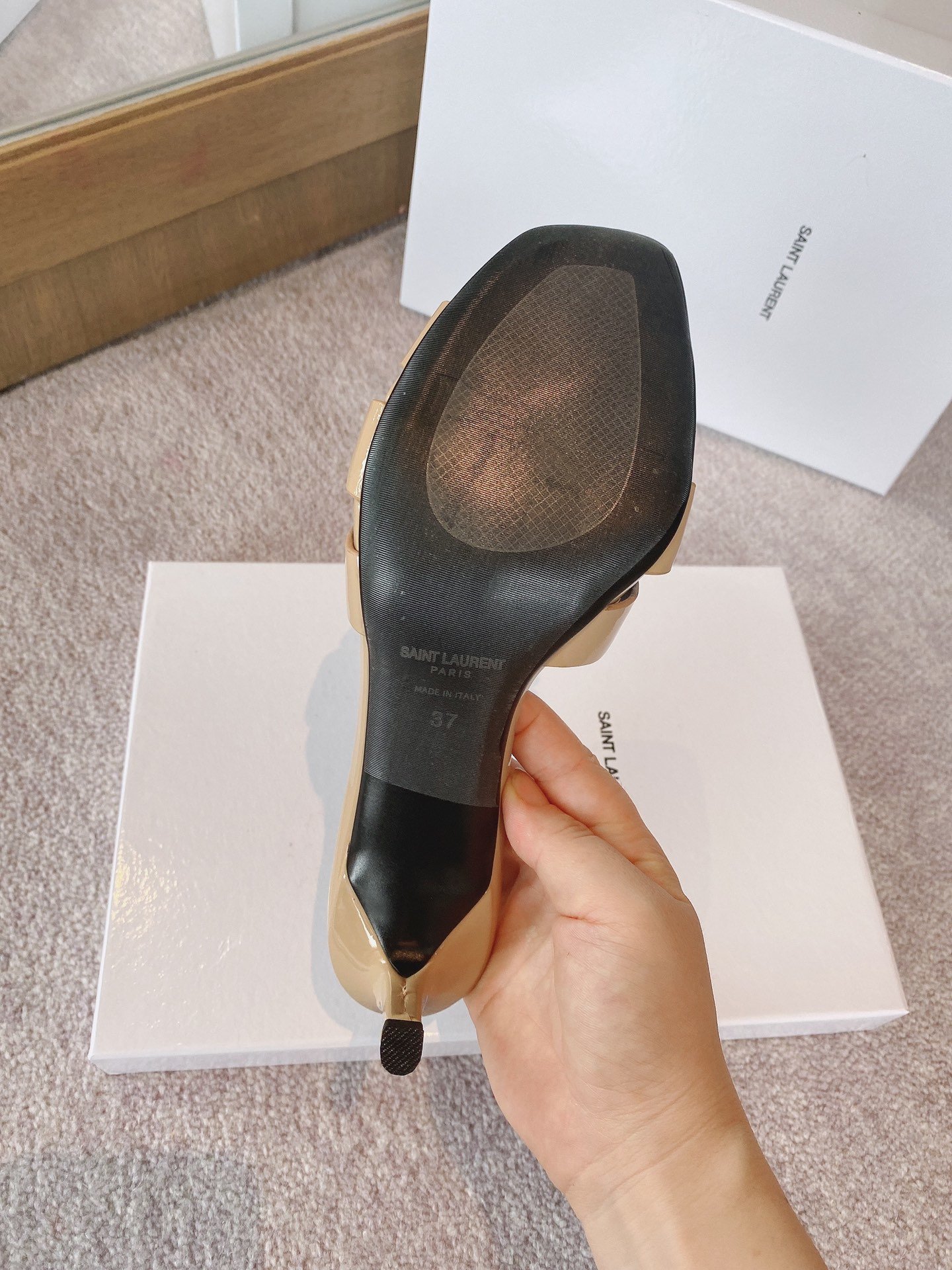 Yves Saint Laurent Women's Tribute Heeled Mules Beige For Women YSL - Soul Replicas