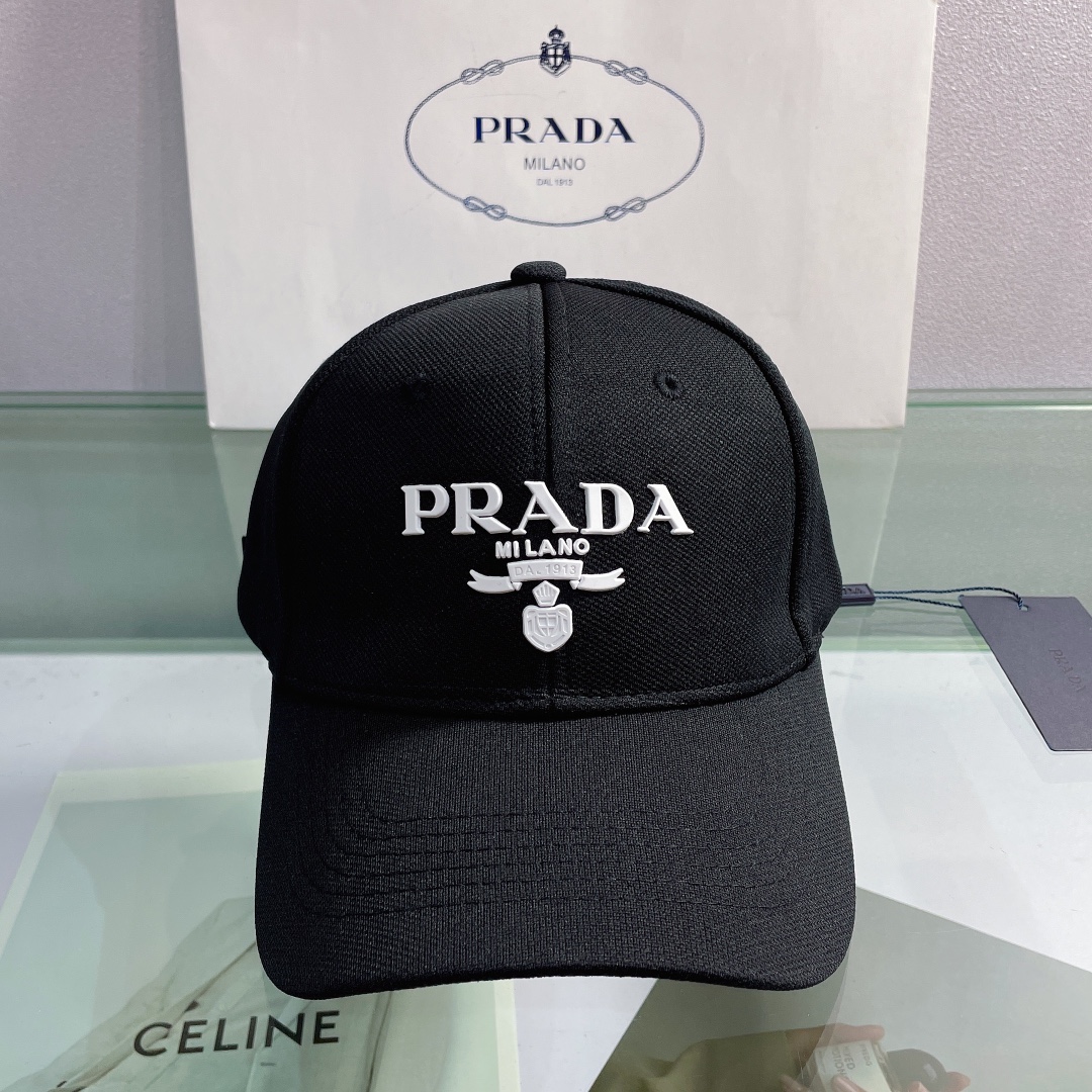 Prada Drill Baseball Cap Black Prada Cap - Soul Replicas