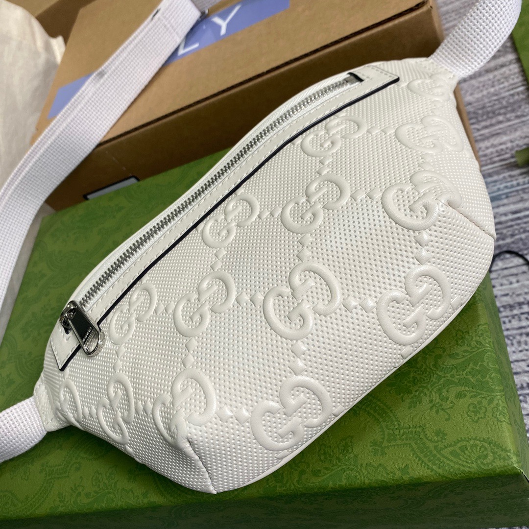 Gucci Embossed Belt Bag White Gucci Embossed For Men  9.1in/23cm Gucci 658582 1W3CN 9022 - Soul Replicas