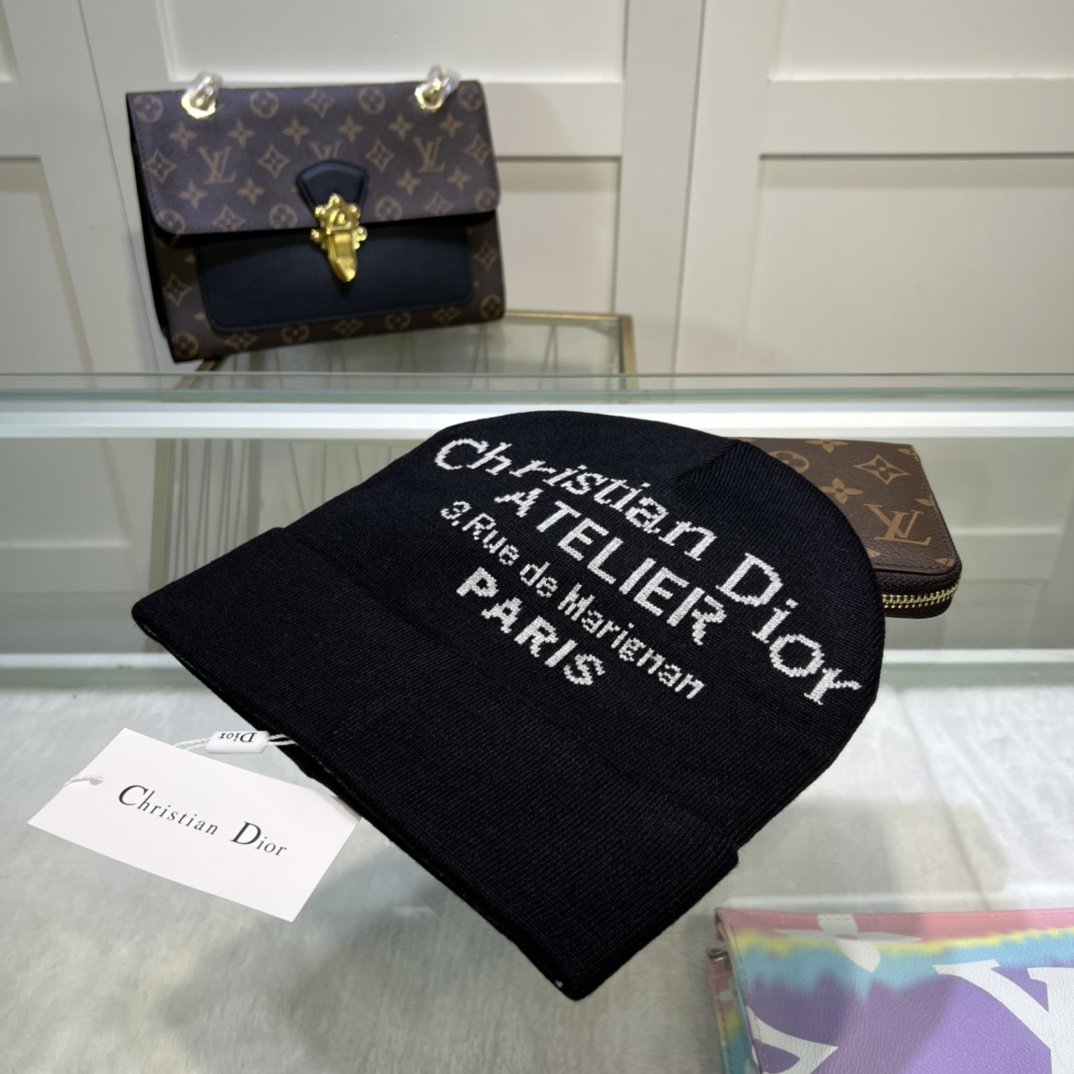 Dior Pompom Beanie In Black - Soul Replicas