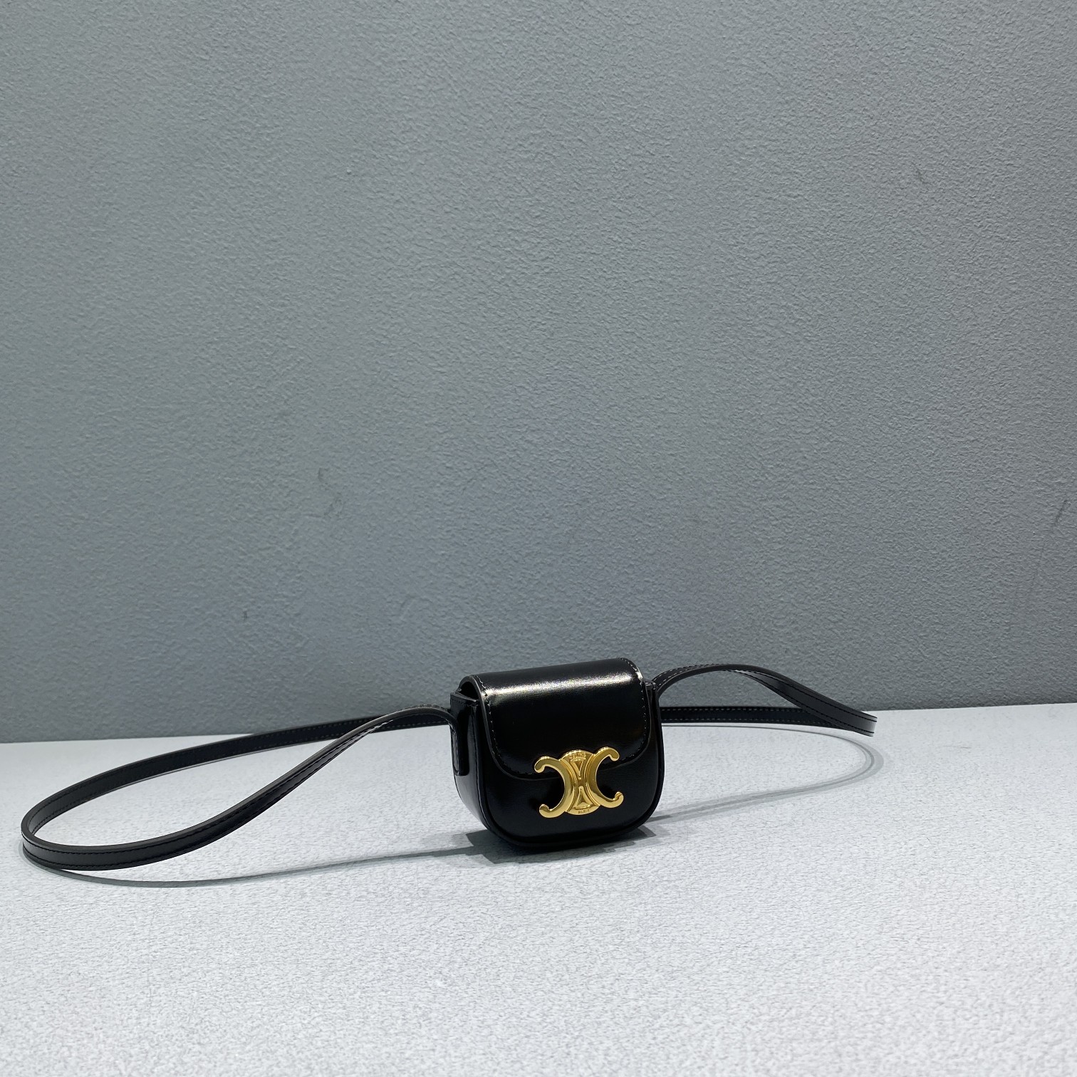 Celine Mini Triomphe Black For Women 4in/11cm 10I513DPV.38NO - Soul Replicas