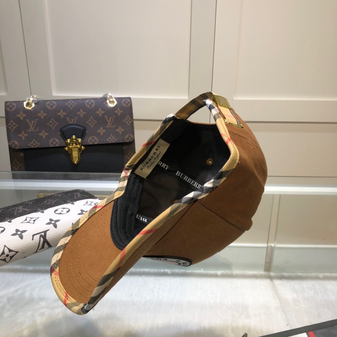 Burberry Monogram Motif Icon Stripe Cotton Baseball Cap Brown - Soul Replicas