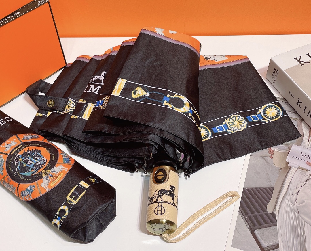 Hermes Pluie De H Folding Umbrella Orange - Soul Replicas