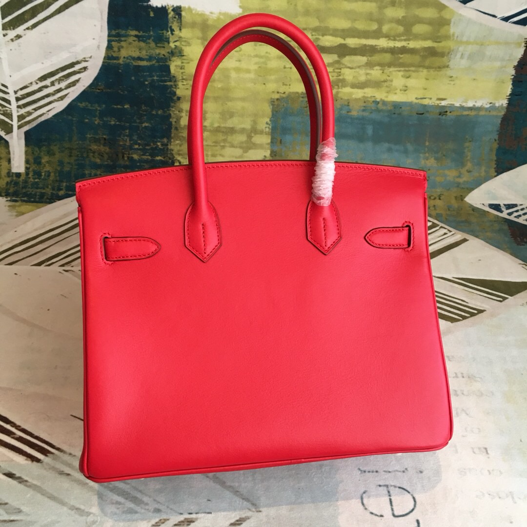 Hermes Birkin Red For Women Gold Toned Hardware 11.8in/30cm - Soul Replicas