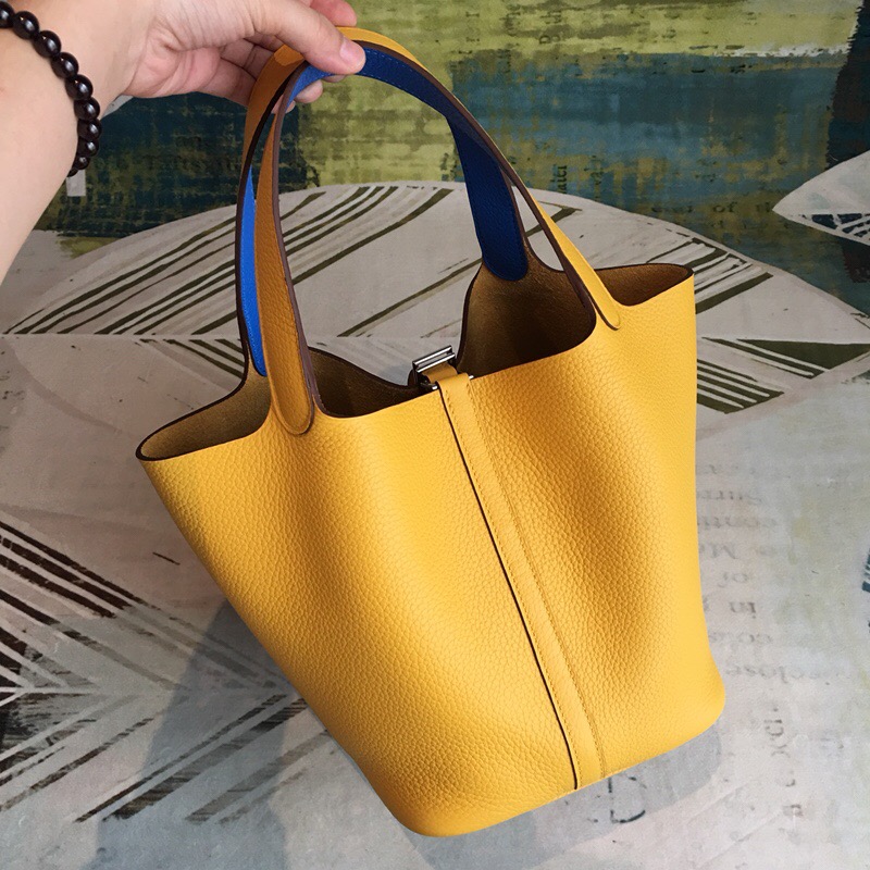 Hermes Picotin Lock 18 Yellow Clemence Palladium Hardware For Women 7.5in/19cm - Soul Replicas