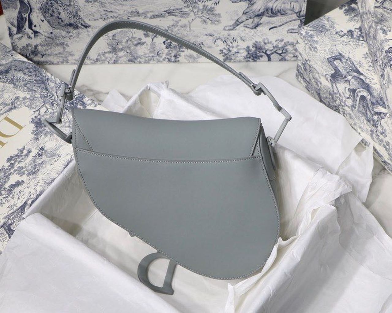 Christian Dior Medium Saddle Bag Light Blue Ultramatte For Women 25cm/10in CD - Soul Replicas