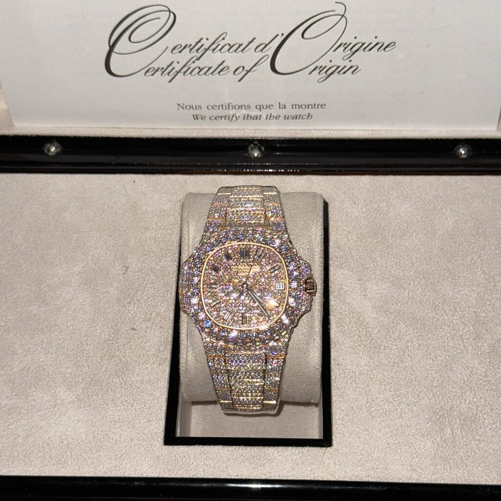 Patek Philippe Best Replica Watch Nautilus 5719 Gold Wrapped & Moissanite Diamonds Custom 40mm - Soul Replicas