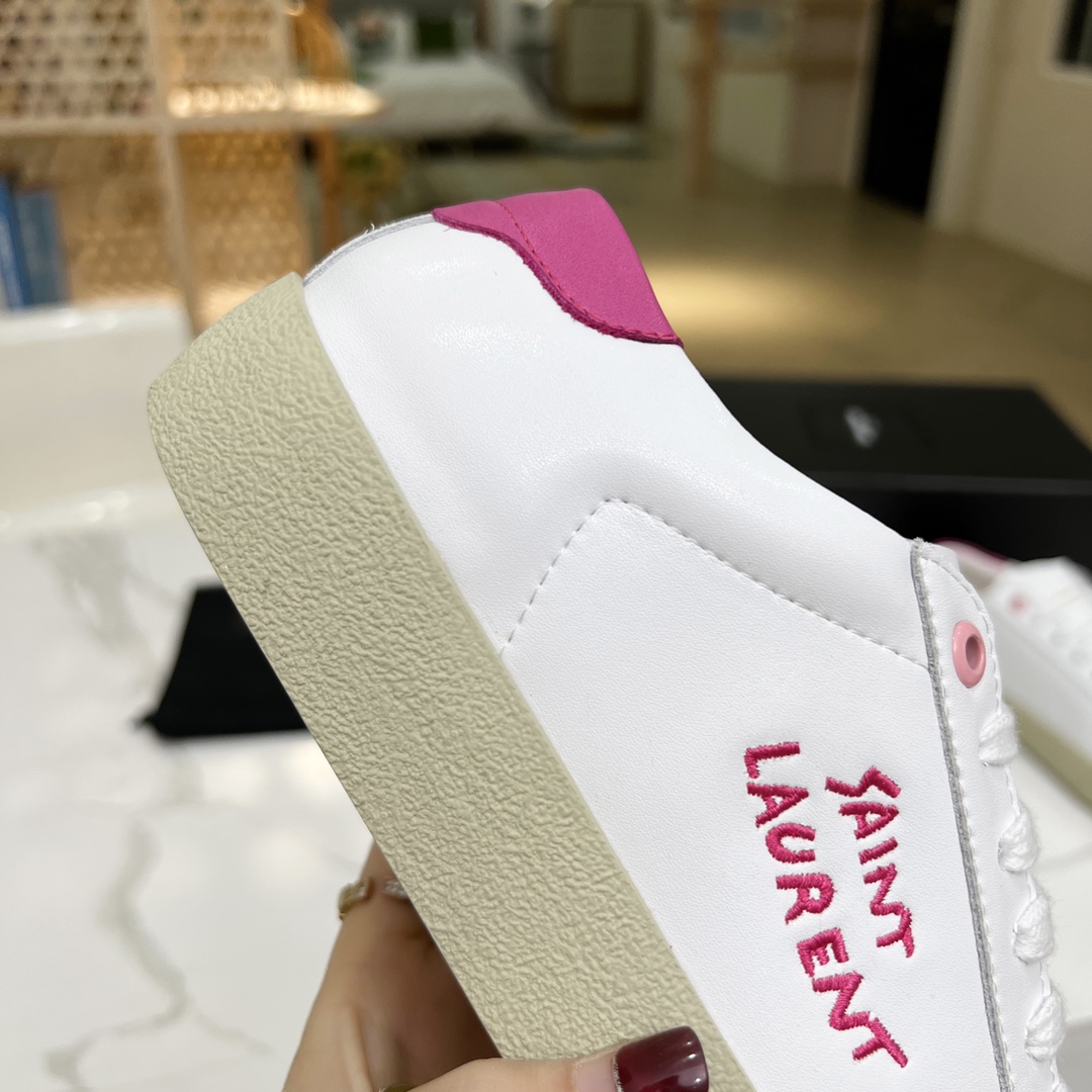 Yves Saint Laurent Women's Court Classic Sl/06 Embroidered Sneakers Pink For Women YSL - Soul Replicas
