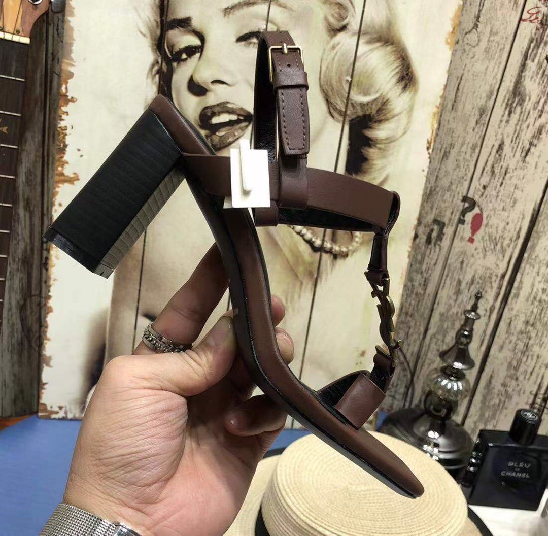 Yves Saint Laurent Women's Cassandra Heeled Sandals Brown For Women YSL 658198DWETT6023 - Soul Replicas