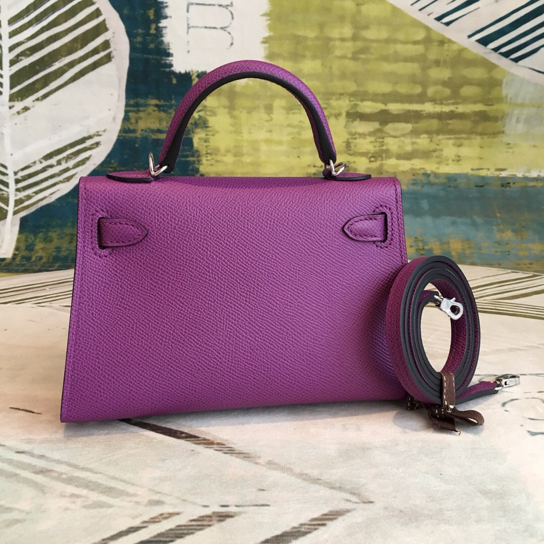Hermes Mini Kelly Violet For Women Silver Toned Hardware 7.5in/19cm - Soul Replicas