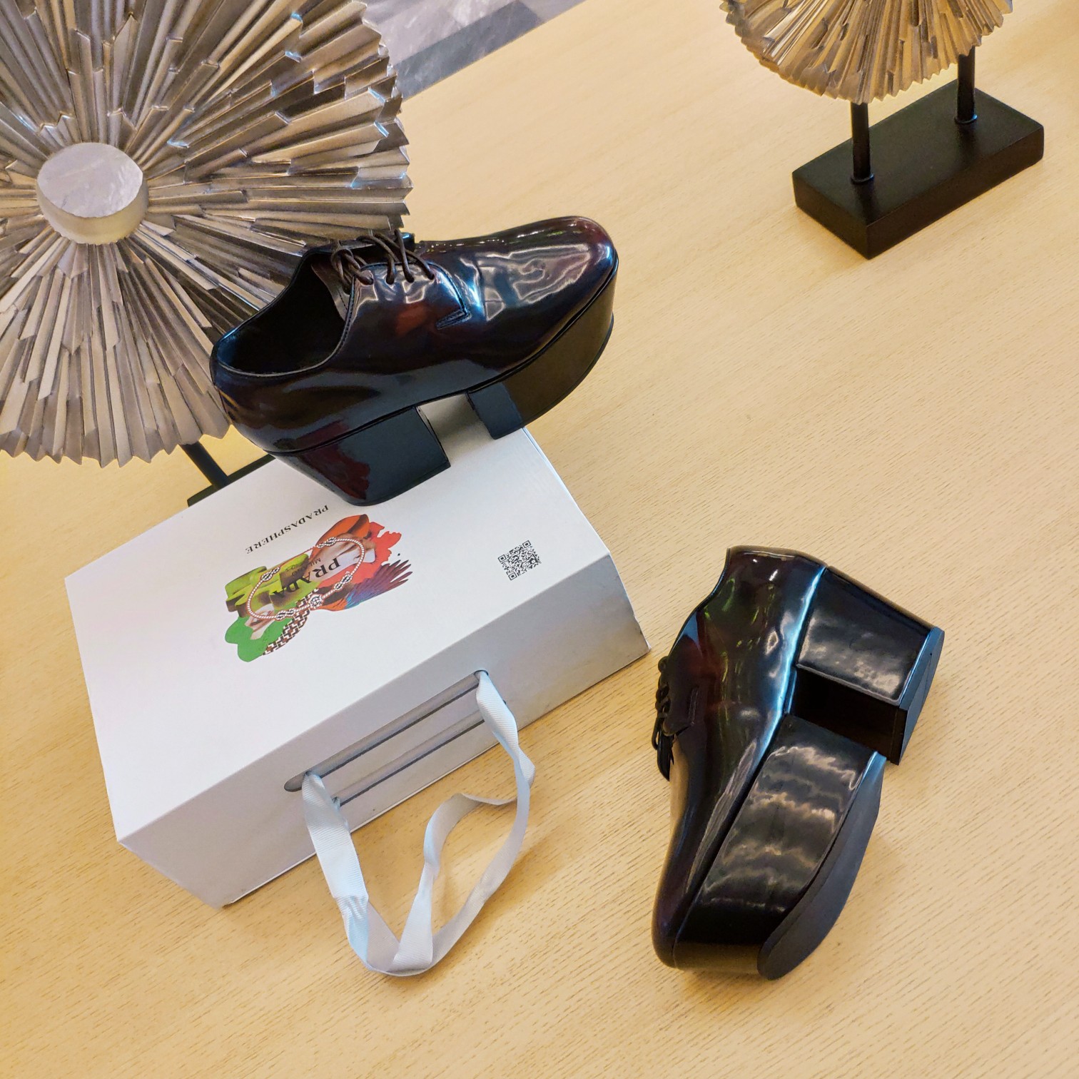 Prada Platform Lace-Ups Shoes Red For Women 2.75in/70mm Prada - Soul Replicas