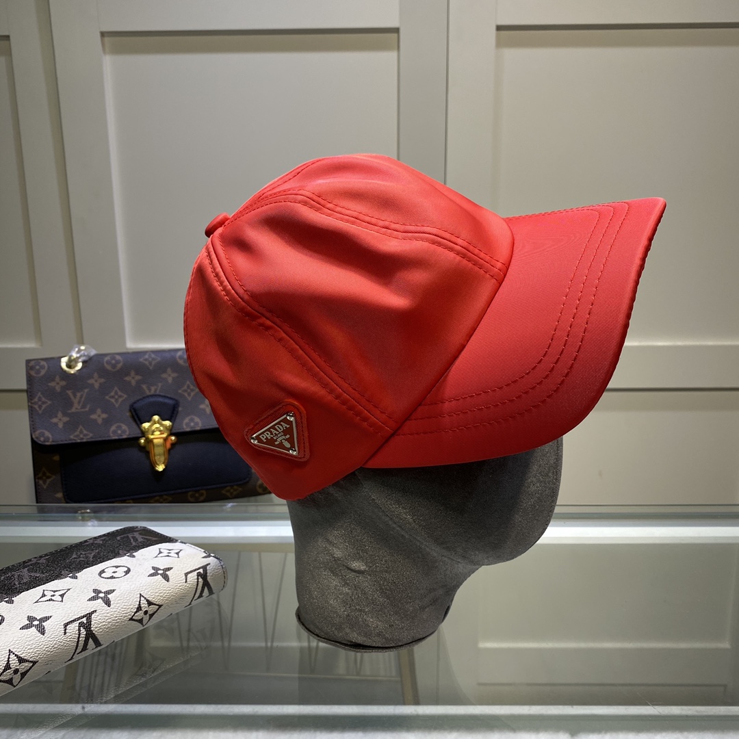 Prada Drill Baseball Cap Red Prada Cap - Soul Replicas