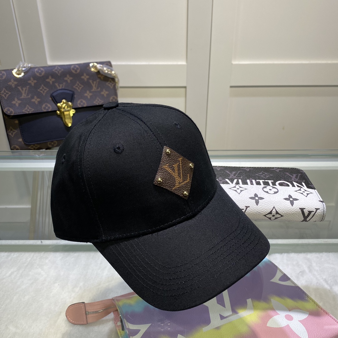 Louis Vuitton Embroidered Logo Baseball Cap Black LV Cap - Soul Replicas