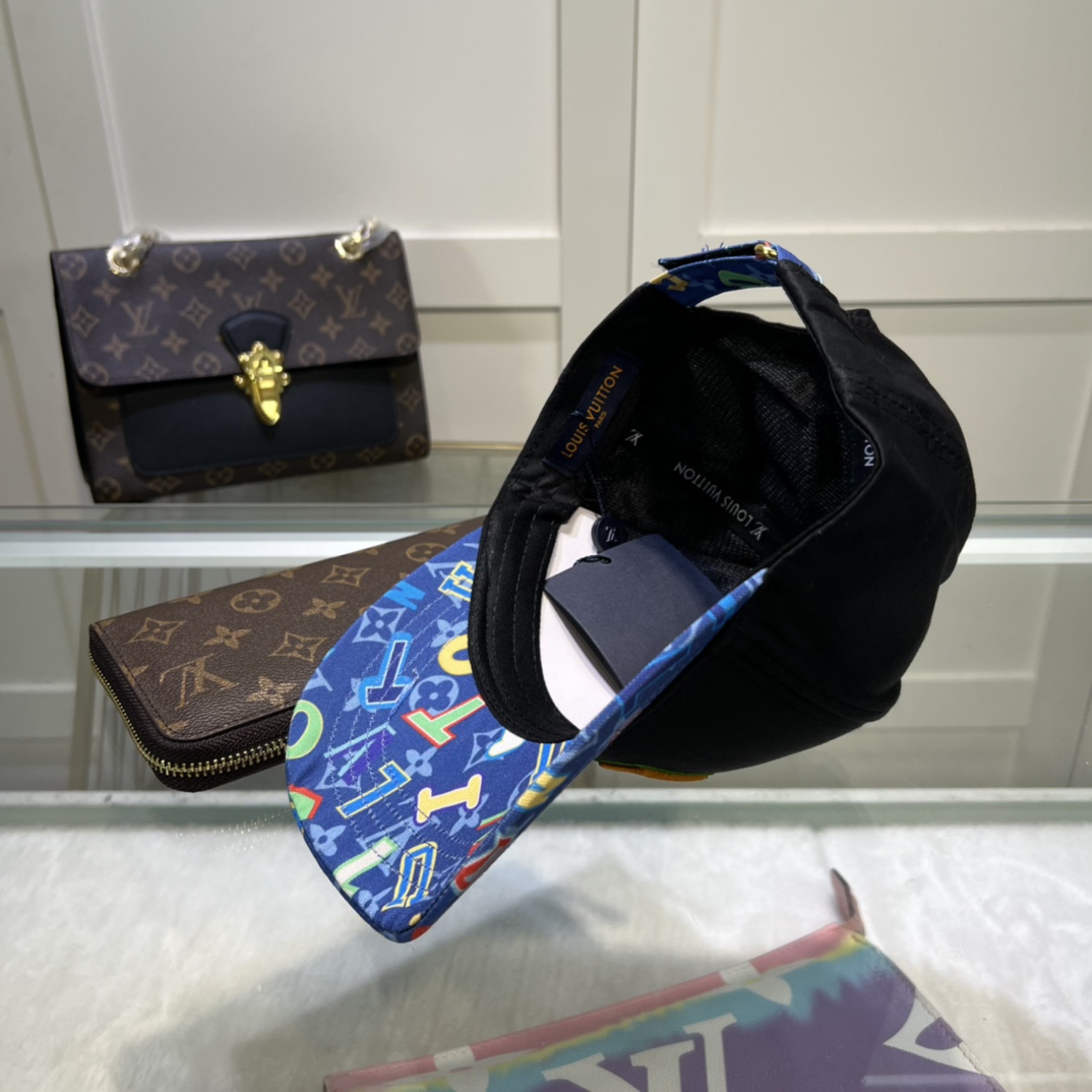 Louis Vuitton Embroidered Logo Baseball Cap Black LV Cap - Soul Replicas