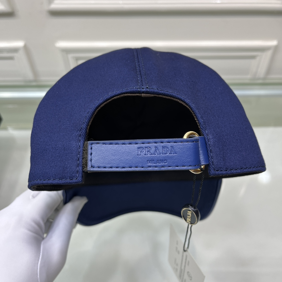 Prada Drill Baseball Cap Dark Blue Prada Cap - Soul Replicas
