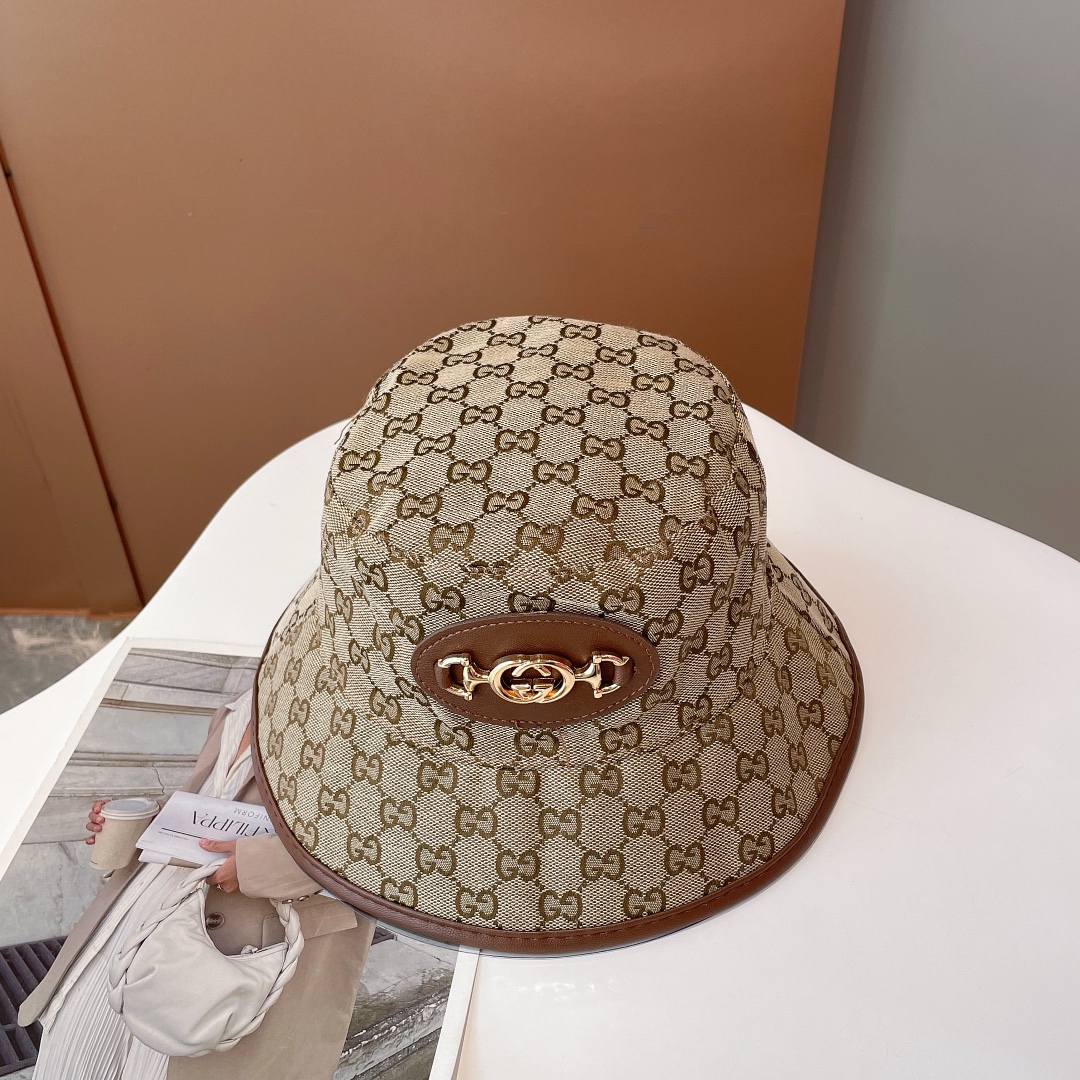 Gucci Canvas Bucket Hat With Horsebit Beige Gucci Hat - Soul Replicas