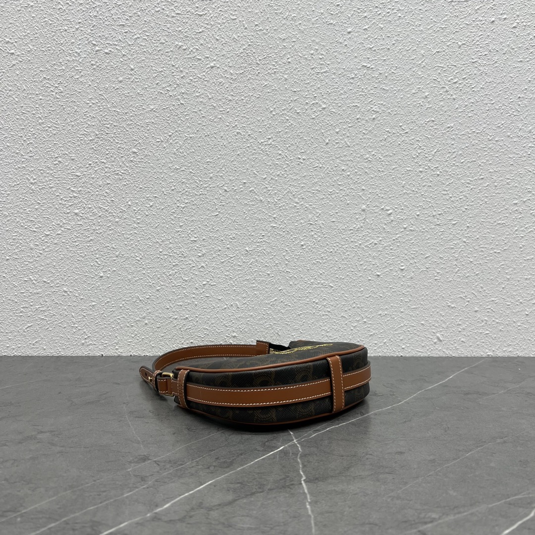 Celine Triope Heart Embroidered Mini Abba - Triope Canvas Brown For Women 6.4in/16cm 10I602EB1.04LU - Soul Replicas