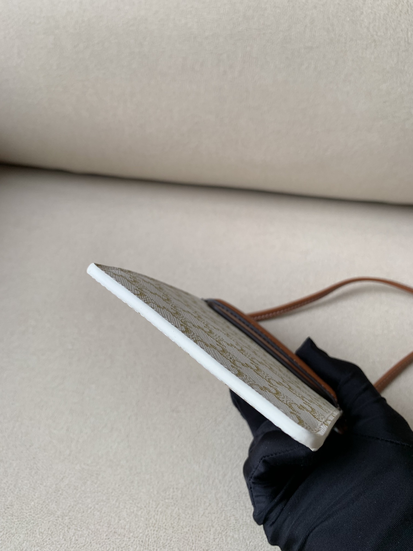 Celine Phone Pouch With Flap In Triomphe Canvas And Lambskin White/Tan For Women 7in/18cm 10G332CQD.01TA - Soul Replicas