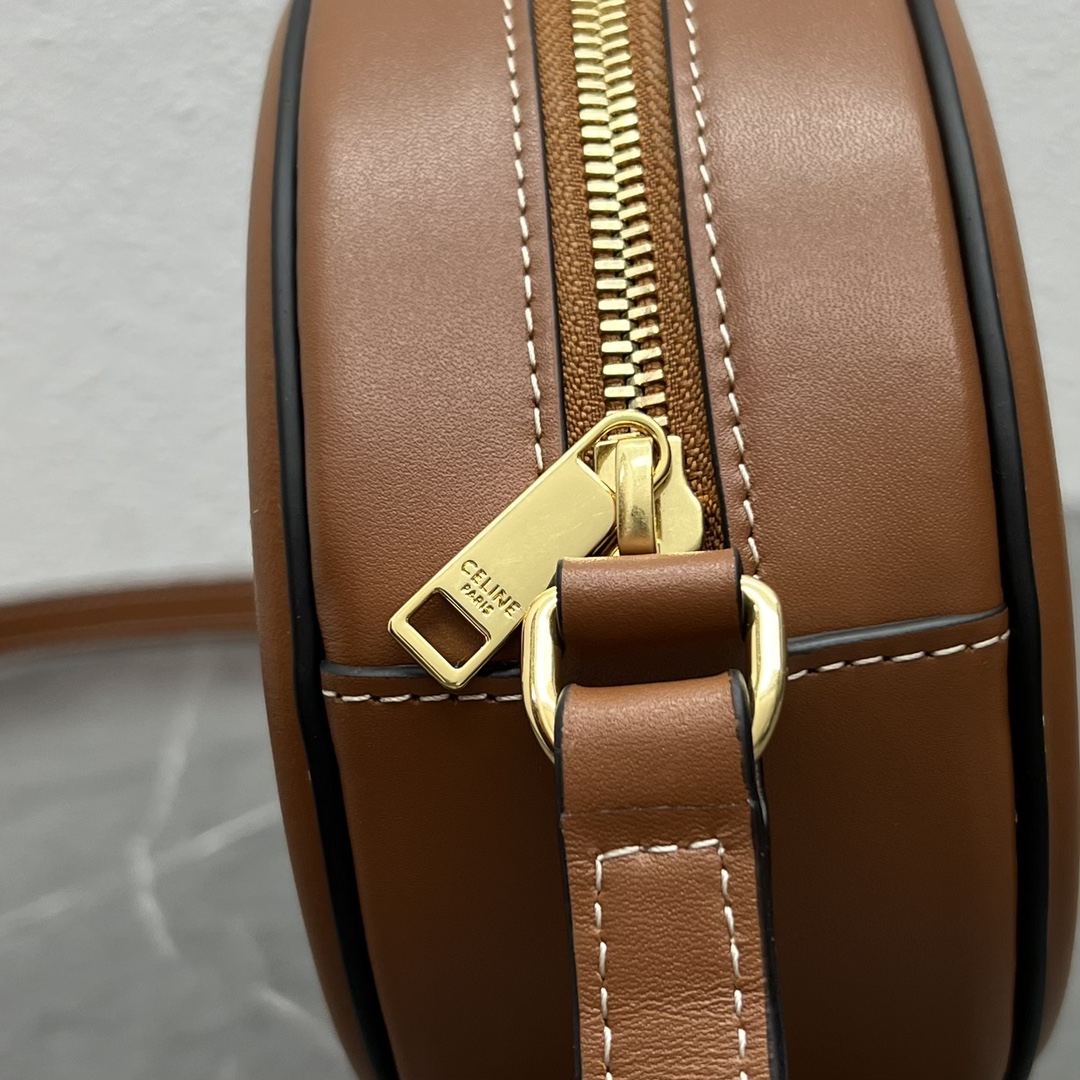 Celine Oval Bag Cuir Triomphe In Textile Natural / Tan For Women 8in/20cm 198602DU8.02NT - Soul Replicas